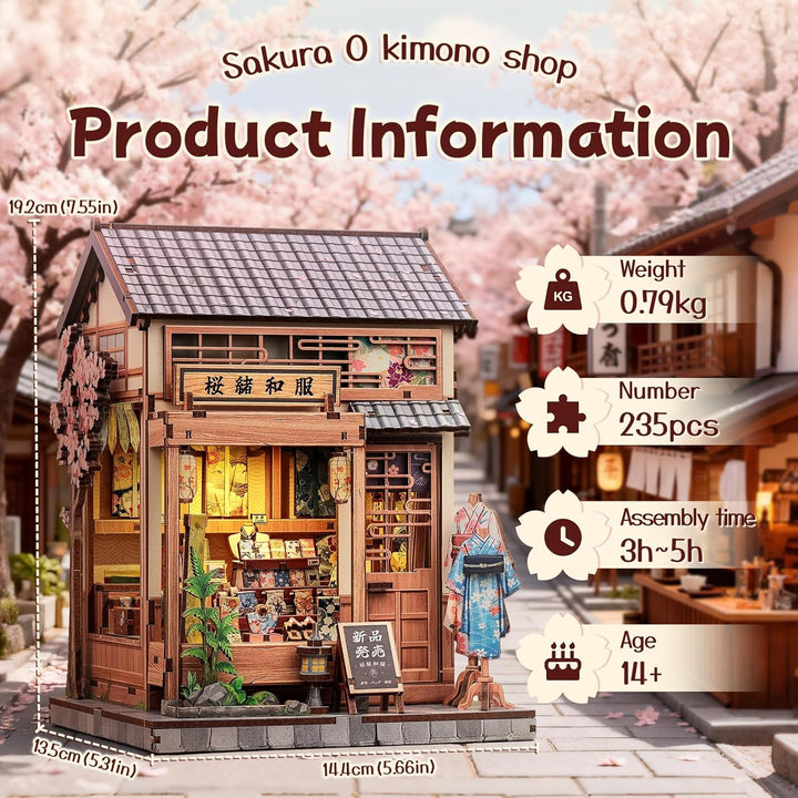 Fsolis Book Nook Kit - Japanisches Miniatur-Puppenhaus, 3D-Holz-Bastelset für Erwachsene, Bücherrega