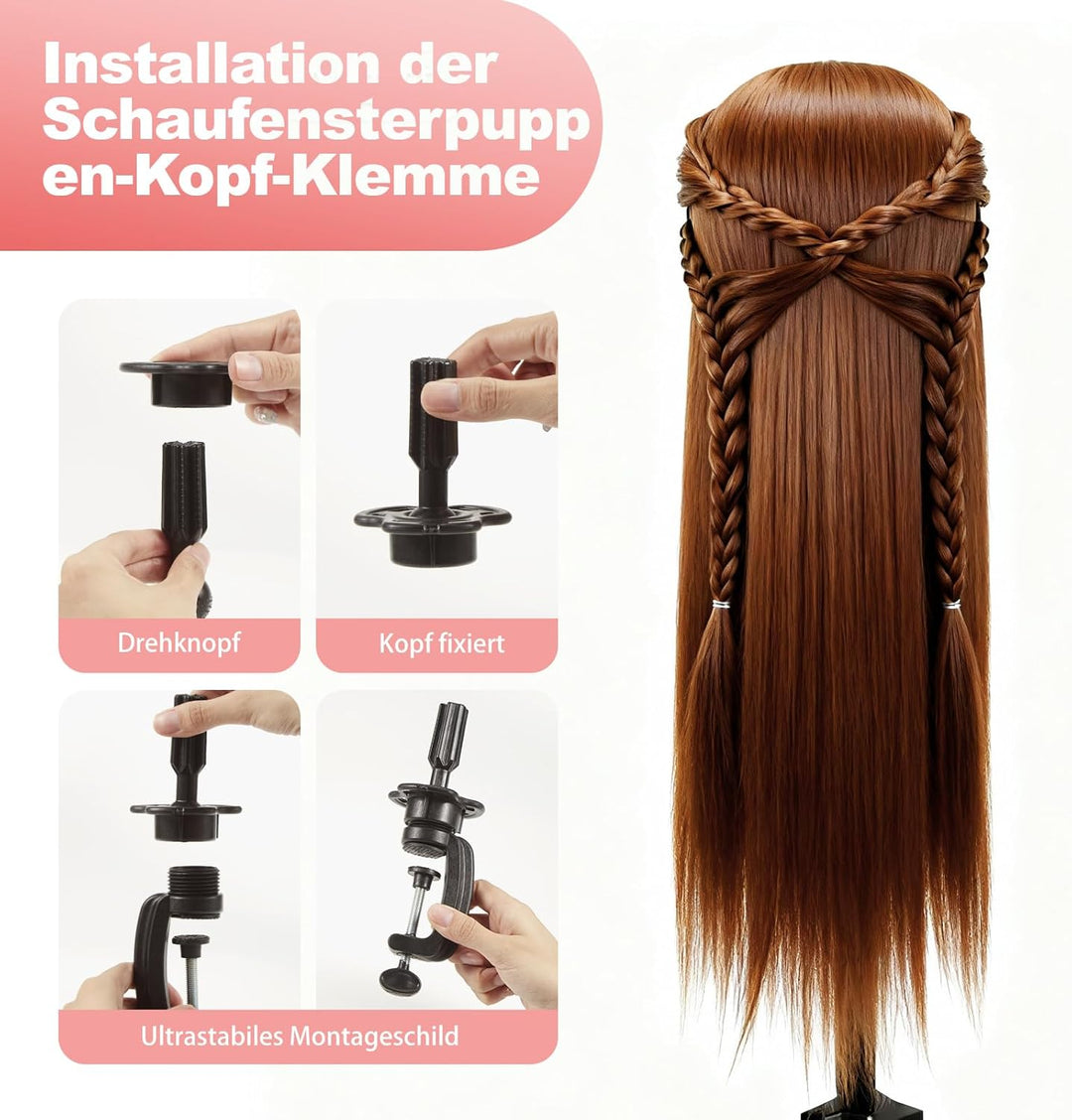 Frisierkopf Trainingsköpfe Übungskopf Friseur 28" Synthetik Haar Trainingskopf Frisurenkopf Puppenko