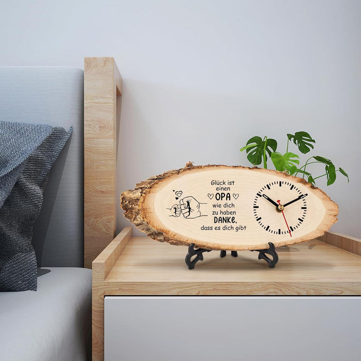 KAAYEE Opa Geschenk, Holzuhr Geschenke für Opa zum Vatertag Geburtstag Valentinstag Ostern, Bester G