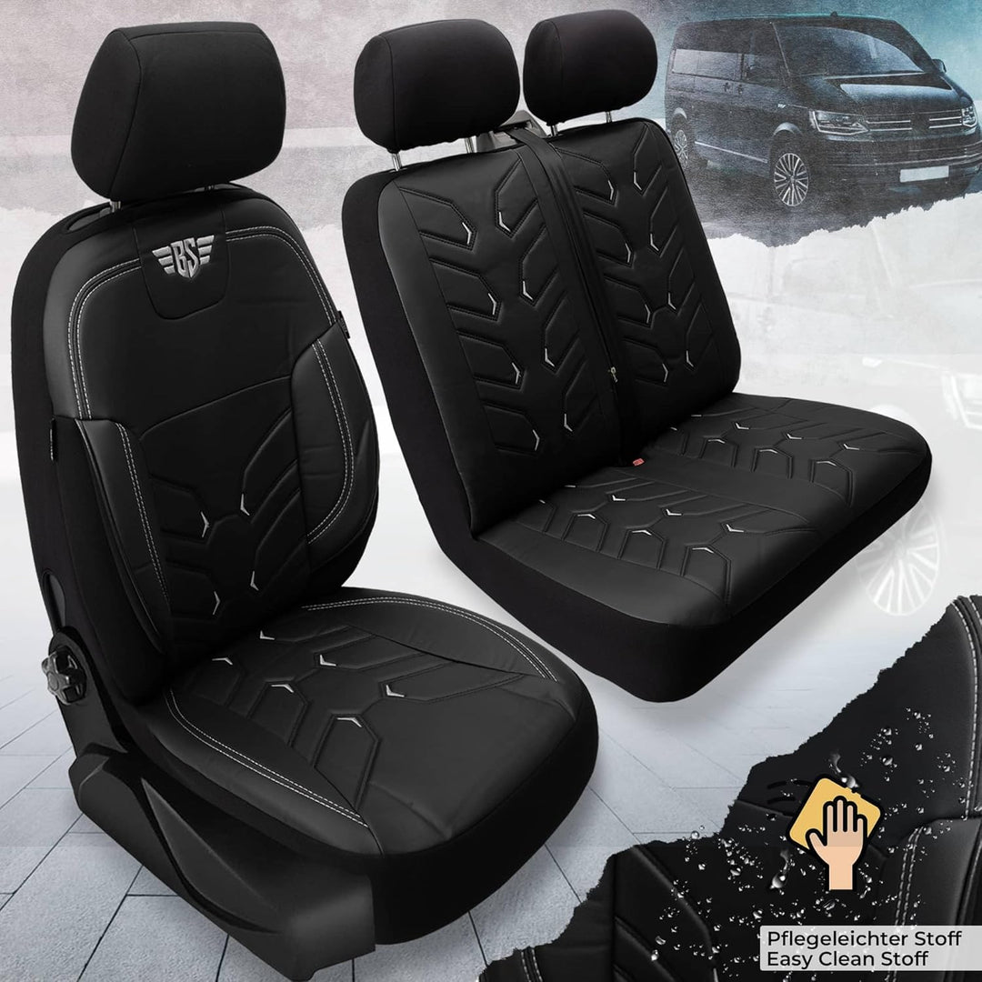 BREMER SITZBEZÜGE Schonbezüge für VW T5 T6 T6.1 Caravelle TR222 TR222 - Schwarz T5 T6 T6.1 Caravelle