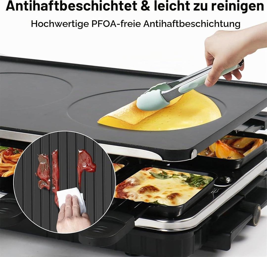 Raclette Grill Tischgrill Indoor Grill Koreanischer BBQ Grill 2 in 1 Elektrische Grillplatte Antihaf