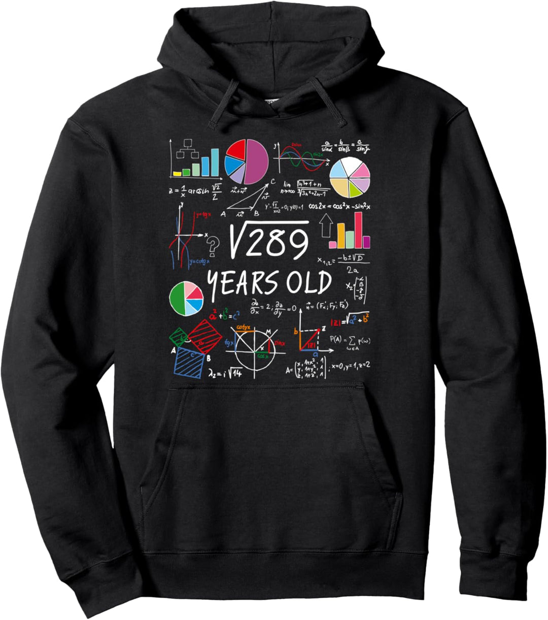 Square Root Of 289 17th Birthday Funny 17 Year Old Math Nerd Pullover Hoodie