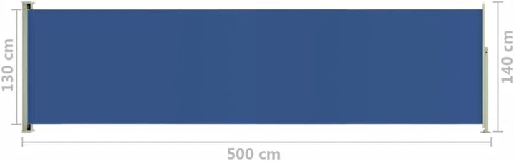 FIRBNUS Seitenmarkise Ausziehbar 140x500 cm Blau Sichtschutz Balkon Sichtschutz Garten Sonnenschutz
