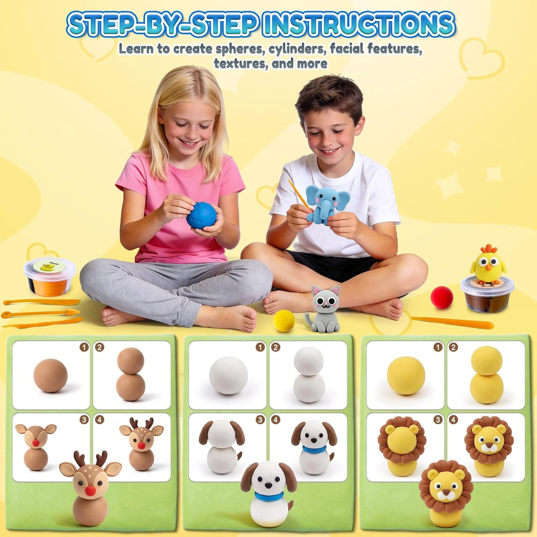 essenson Modelliermasse Lufttrocknend, Tiermodelle Lufttrockener Knete für Kinder, Air Dry Clay Tier