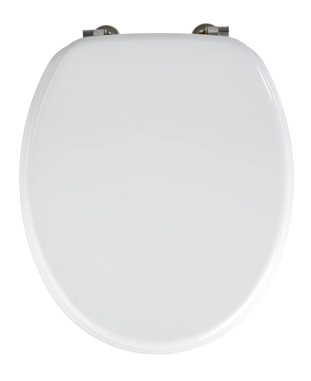 WENKO WC-Sitz Valencia Weiss - Toilettensitz, rostfreie Edelstahlbefestigung, MDF, 36 x 43 cm, Weiss