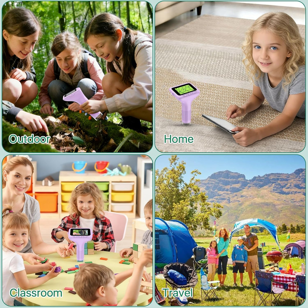 Mikroskop für Kinder, digital, tragbar, 7,6 cm (3,0 Zoll), grosses Display, 1000 x Mikroskop, wieder