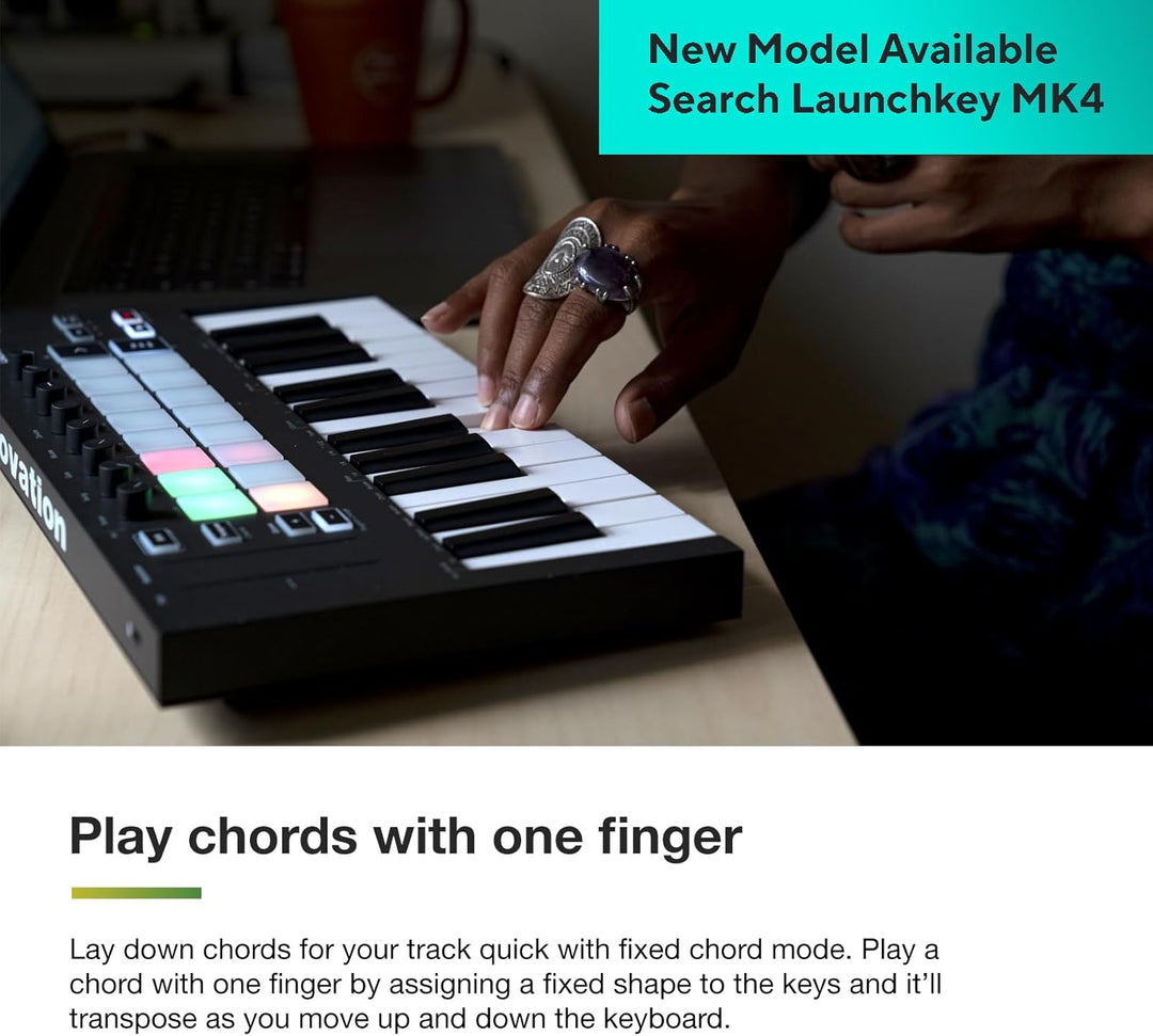 Novation Launchkey Mini [MK3] – Tragbarer USB/MIDI-Keyboard-Controller mit 25 Tasten und DAW-Integra