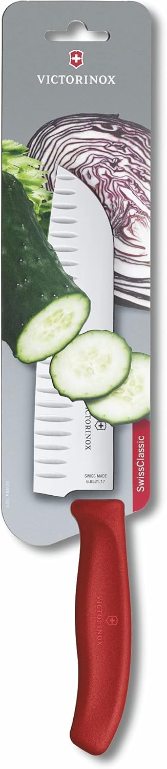 Victorinox, Swiss Classic, Profi Santokumesser, Extra Scharfe Klinge, Kullenschliff, 17 cm, Robuster