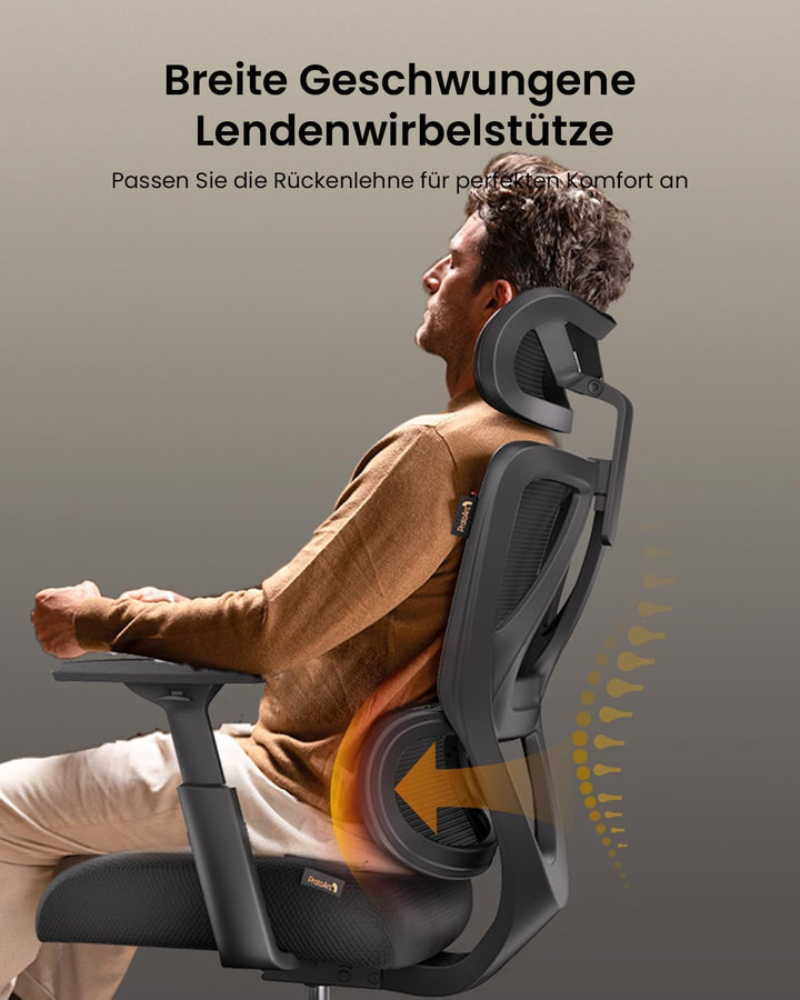 ProtoArc EC100 Bürostuhl Ergonomisch - Höherer Rücken Schreibtischstuhl mit Sitz aus 10CM Dicker Mes