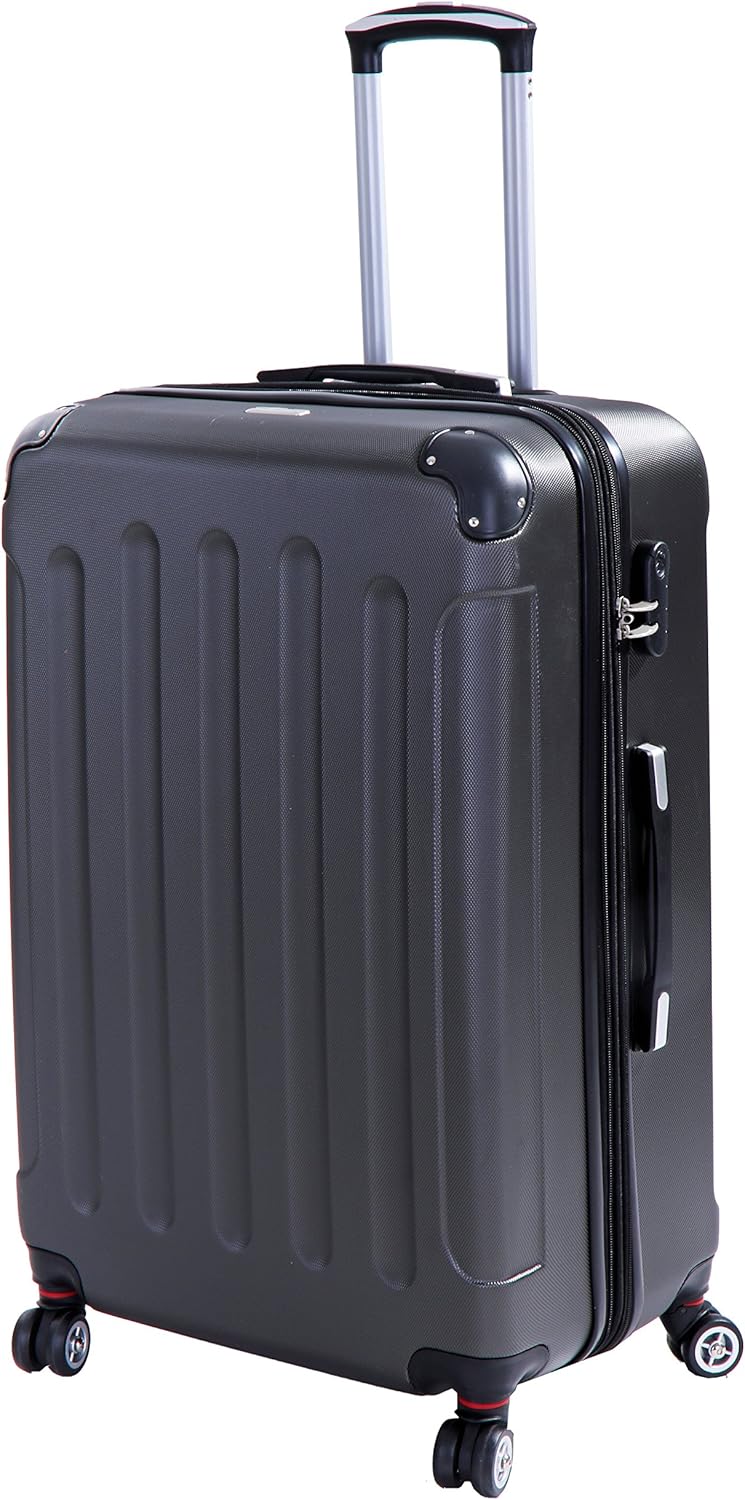 INVIDA Glüückskind Luxus Hartschalen Koffer Trolley ABS mit 4 Zwillingsrollen in Anthrazit Grösse: X