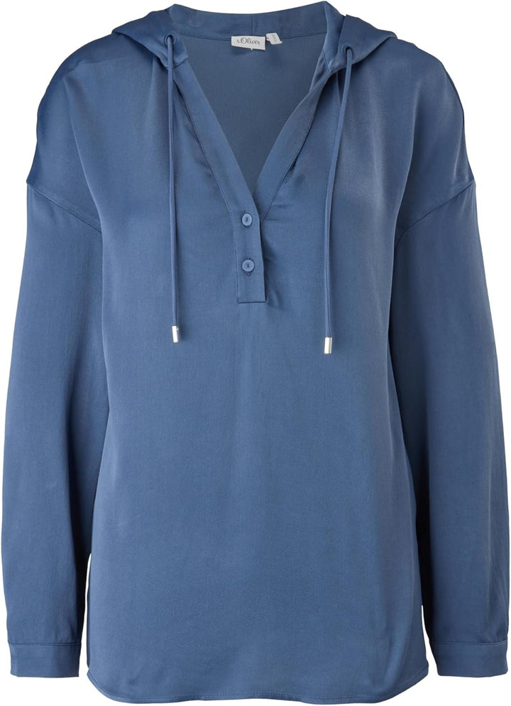 s.Oliver BLACK LABEL Kapuzenbluse aus Satin 38 Dark Blue, 38 Dark Blue