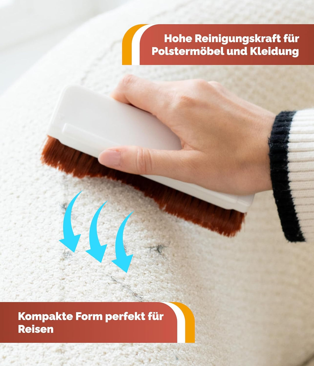 Textilbürste Tierhaarbürste – Abgewinkelte Borsten für effektive Textilreinigung, ideal für Teppiche