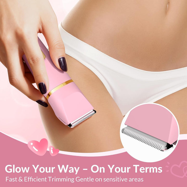 KINGTEE 5-in-1 Elektrischer Bikini Trimmer für Frauen - IPX7 Wasserdichter Rasierer Kabelloser Körpe