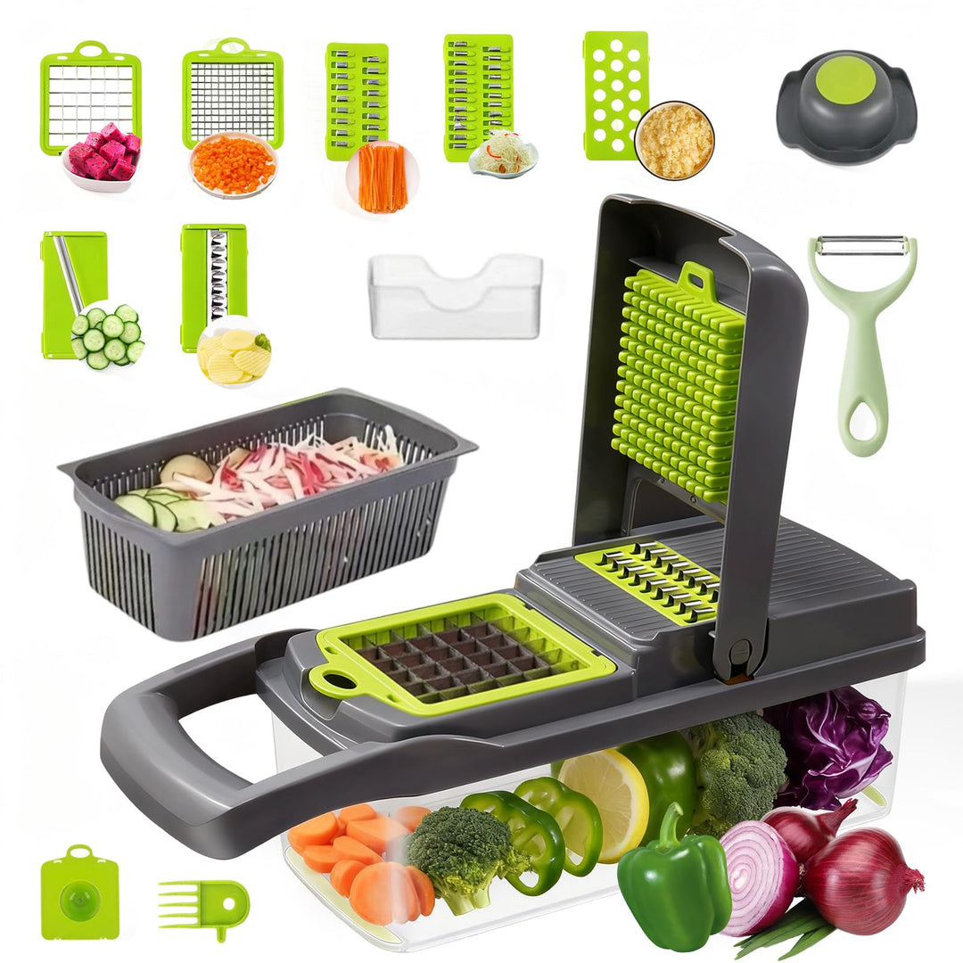 16-in-1 Gemüse Schneider, Gemüseschneider Mandoline Gemüsehobel – Multifunktionaler Küchenzerkleiner