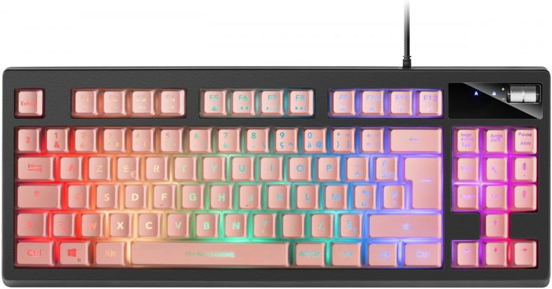 Mars Gaming MKAXPFR Kompakttastatur TKL H-Mech, RGB-Beleuchtung 9 Effekte, Gel-Handballenauflage, Pi