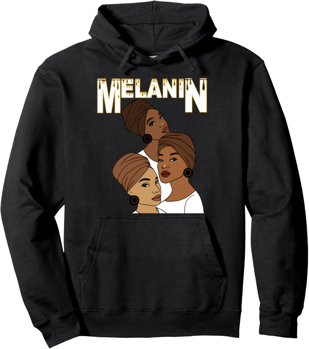 Oheneba: Melanin Drippin Afro Queen Black Pride Pullover Hoodie