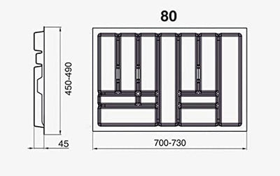 Besteckkasten für Schubladen 80cm - Besteckeinsatz - Praktisch Schubladen Ordnungssystem - Besteckei