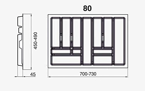 Besteckkasten für Schubladen 80cm - Besteckeinsatz - Praktisch Schubladen Ordnungssystem - Besteckei