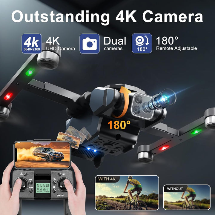 OBEST GPS Drohne mit Einstellbarer Kamera 4K, Faltbar RC Quadrocopter 36 Mins Lange Flugzeit, 360° H