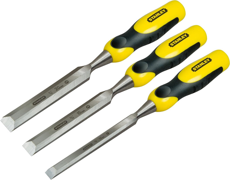 Stanley DynaGrip Stechbeitel-Set, 3-teilig (10/15/20 mm Beitelbreite, Chrom-Stahl-Legierung, ergonom