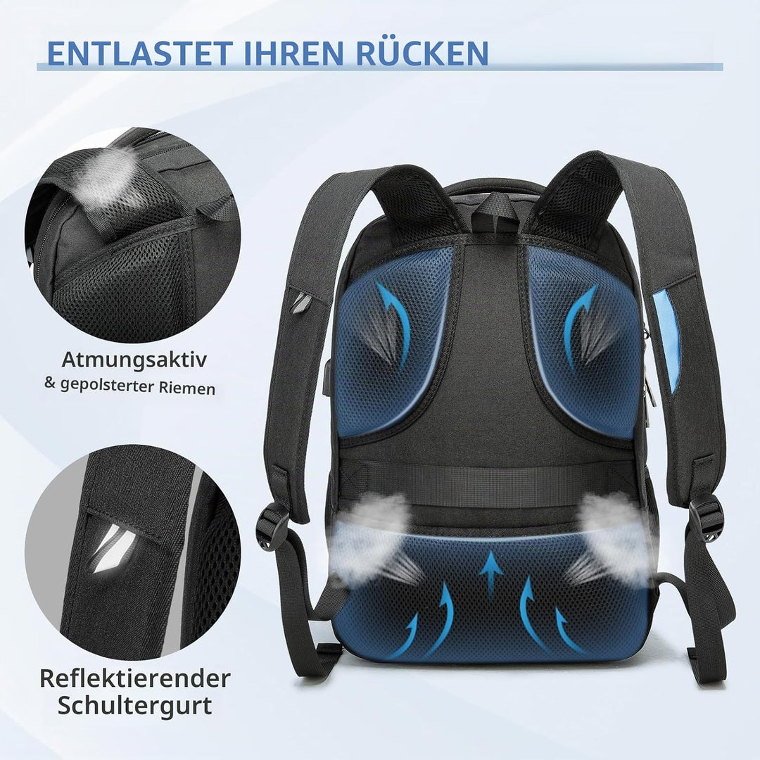 VINBAGGE Wasserdicht Anti Diebstahl Rucksack 15,6 Zoll Laptop Rucksack Herren Schulrucksack Grosser