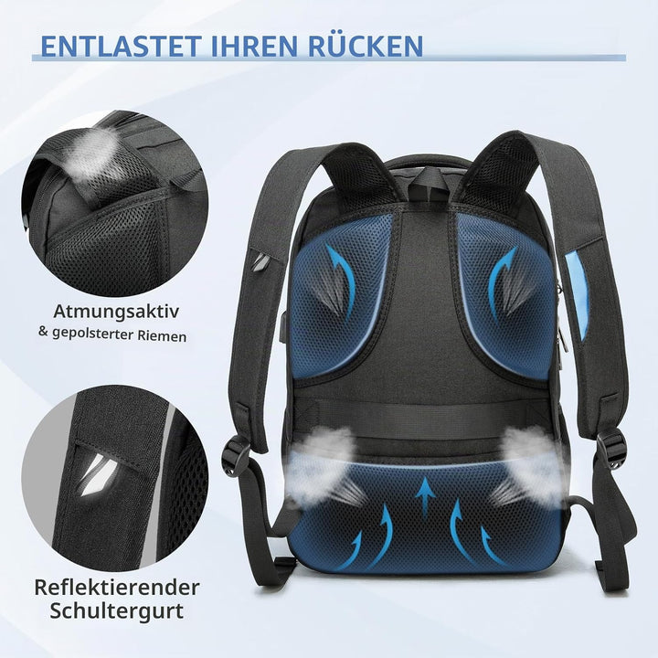 VINBAGGE Wasserdicht Anti Diebstahl Rucksack 15,6 Zoll Laptop Rucksack Herren Schulrucksack Grosser