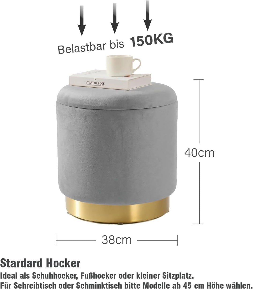 Zedelmaier Zylindrischer Samt Aufbewahrungshocker,Ottoman,Fussbank Hocker,Aufbewahrungsbox Hocker,Ma