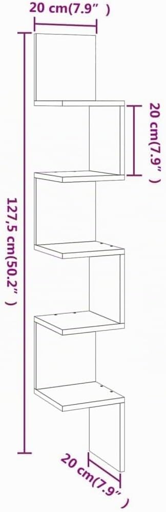 vidaXL Wand Eckregal, Wandregal für Schlafzimmer Wohnzimmer, Hängeregal mit viel Stauraum, Wandablag