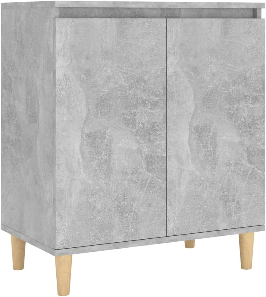 WIFESE Sideboard mit Massivholz-Beinen Betongrau 60x35x70 cmKomodenschrank KüChenschrank Komode Schr