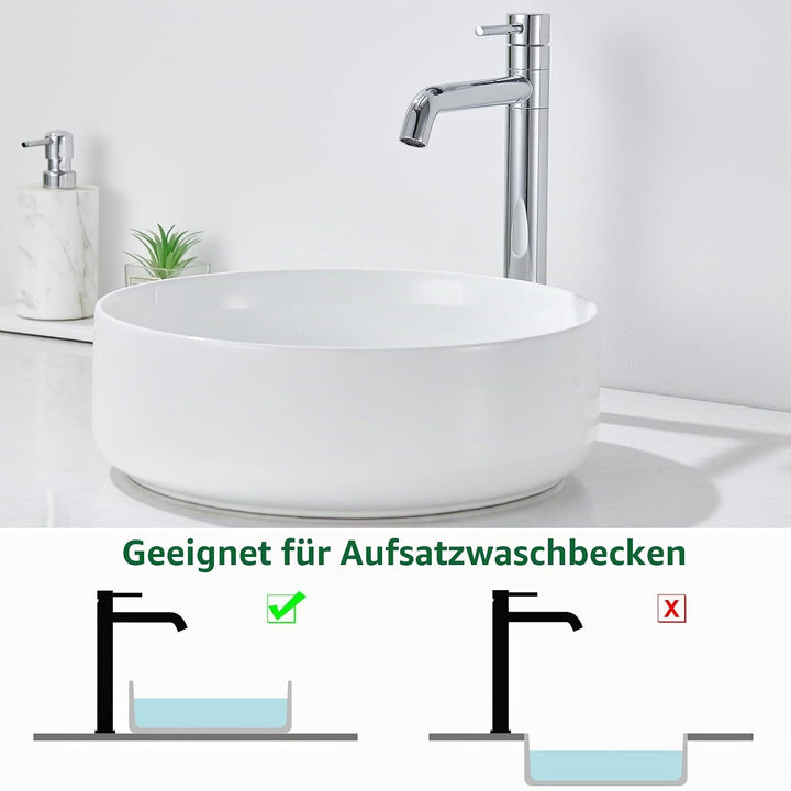 Waschtischarmatur Hoch, Wasserhahn Bad Hoch mit 360°Drehbarer Auslauf, Einhebel Waschtisch Armatur B