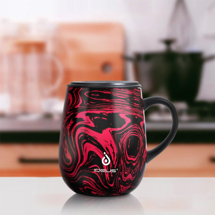 Ideus 453.6 g (470ml) Isolierter Kaffeebecher mit Griff und Deckel, doppelwandiger Edelstahl-Vakuum-