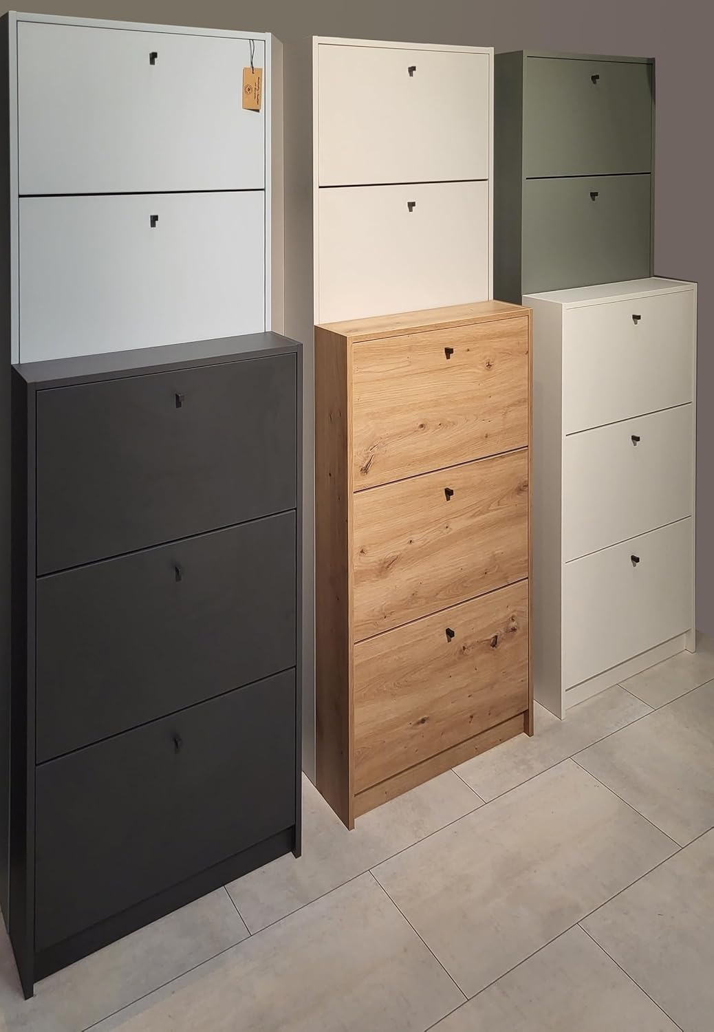 möbelando Schuhkipper >Flap< in asteiche, Holzwerkstoff - 60x104x16cm (BxHxT)