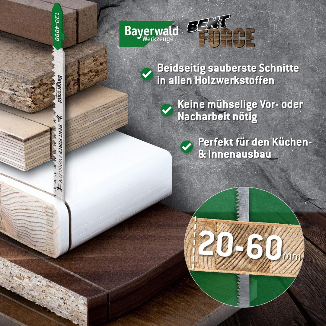5x Bayerwald Werkzeuge Bent Force CV Stichsägeblätter 130 mm Länge | verz. Länge 105 mm | max. Schni