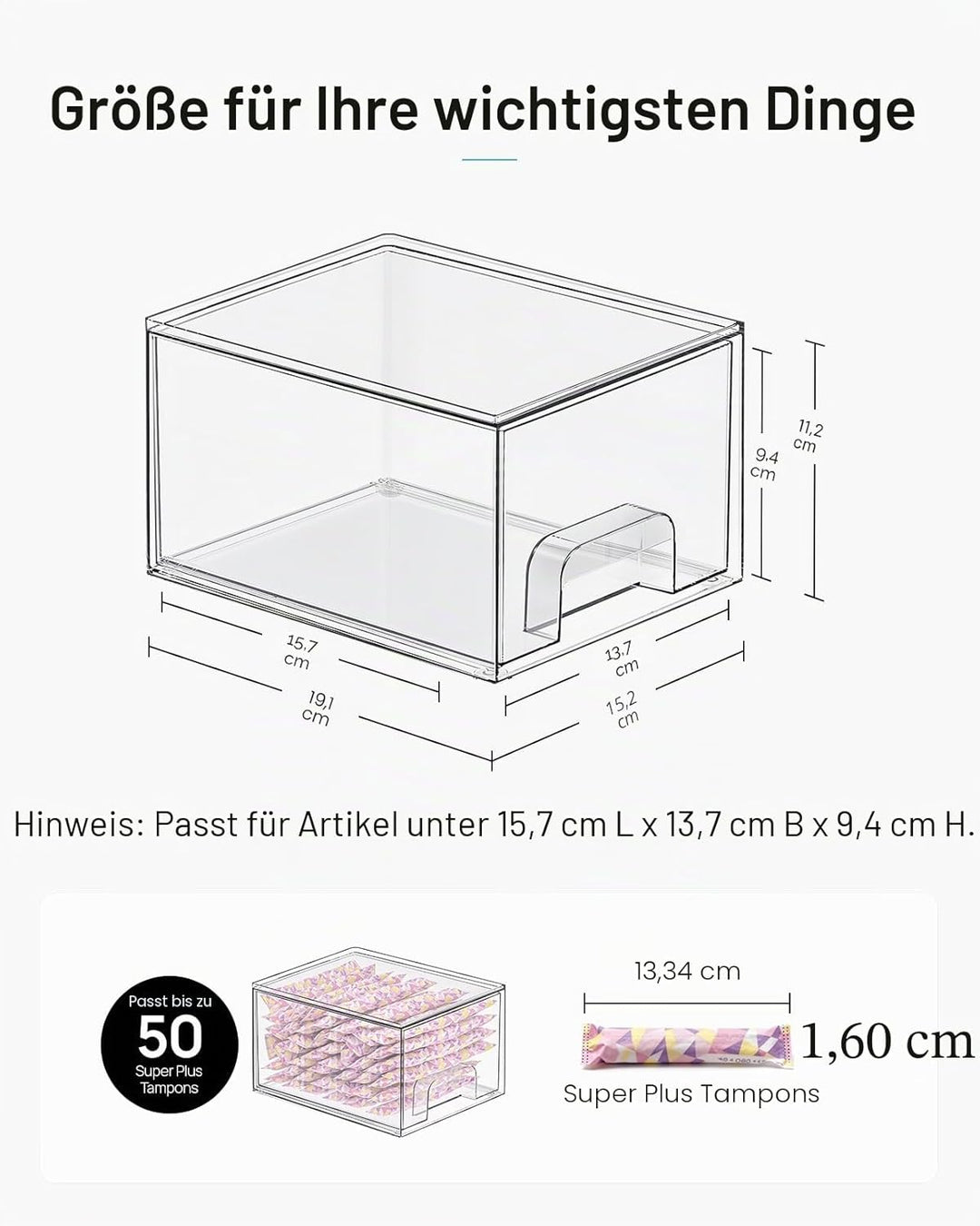 Vtopmart 2er-Set Kleine Schubladen Organizer, Transparent Badezimmer Organizer mit 16 rutschfeste Ma