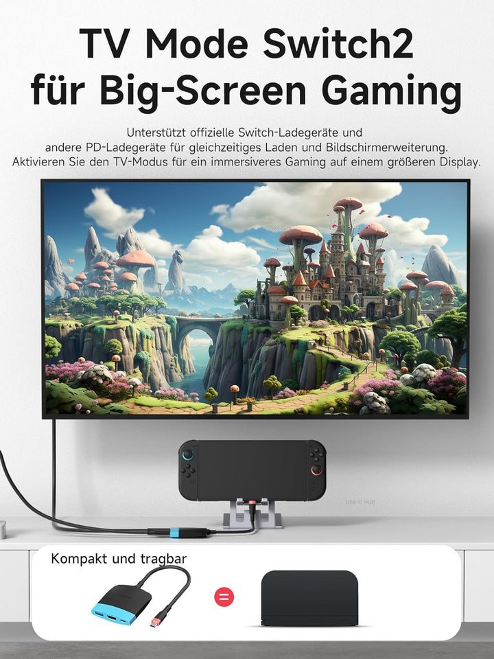 Hagibis Switch2 Dock for Switch 1/2/OLED, Portable TV Dock Charging Docking Station with HDMI and US