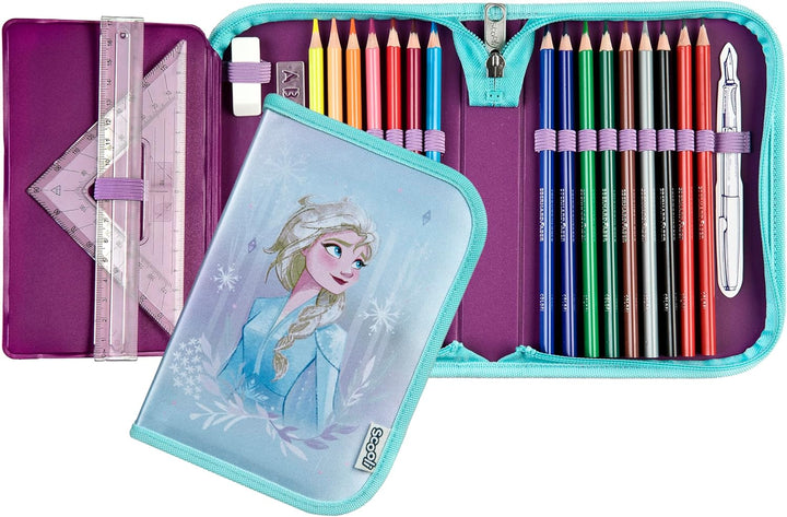 Scooli - Frozen Gefülltes Schüleretui - Komplettes Etui mit hochwertigen Stiften und mehr - All-in-O
