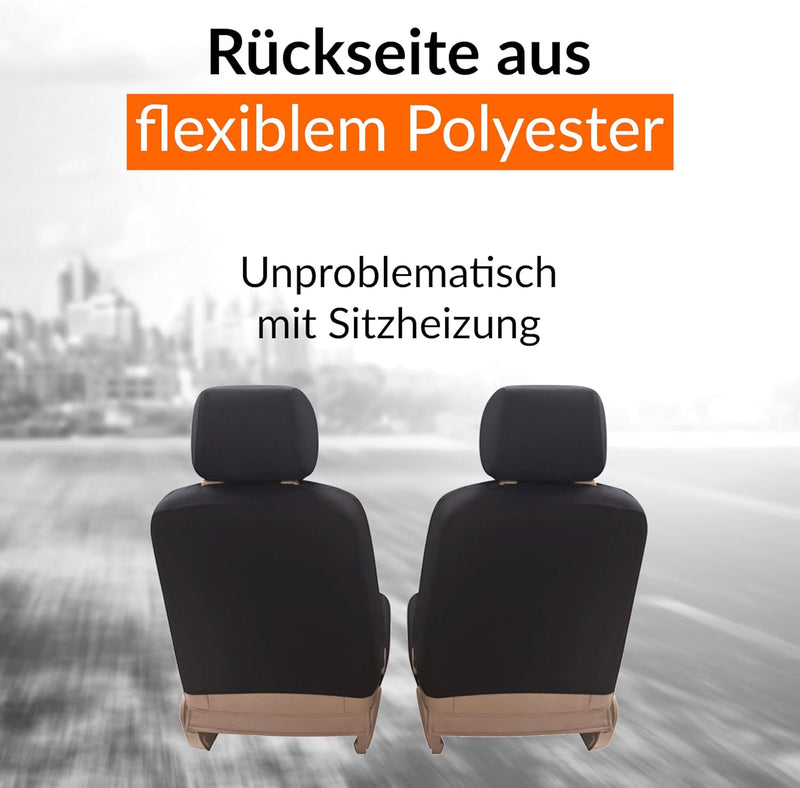 Upgrade4cars Auto-Sitzbezüge Vordersitze Beige Schwarz | Kunst-Leder Schonbezüge Set Universal | Aut