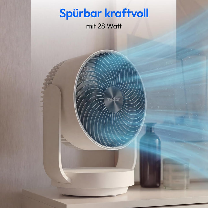 MEDION Tischventilator mit Fernbedienung P20 DF, 7 Geschwindigkeitsstufen, Schwenkfunktion horizonta