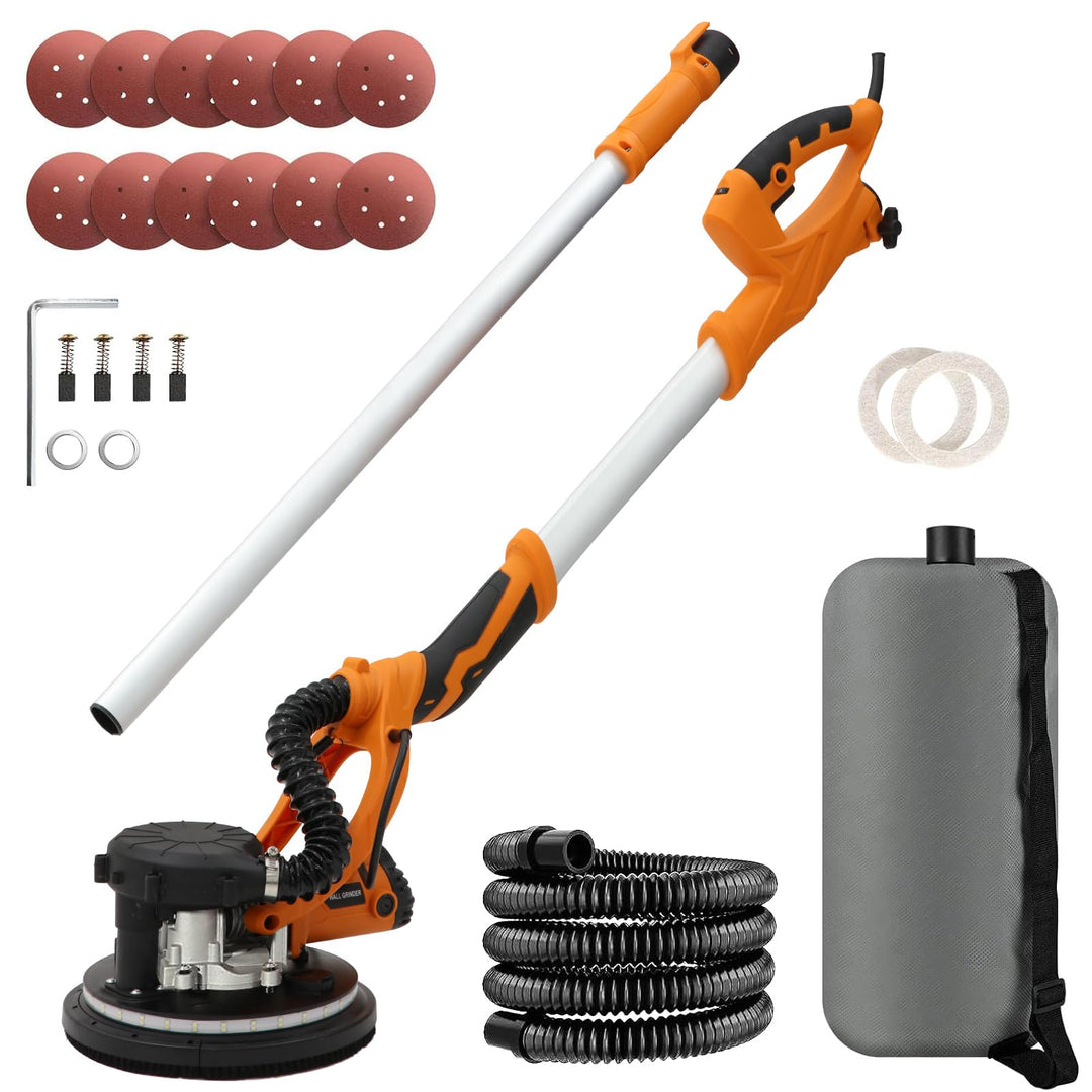 Trockenbauschleifer, 1250 Watt Elektroschleifer, 800 bis 1800 U/min, Ausziehbarem Griff, LED-Beleuch