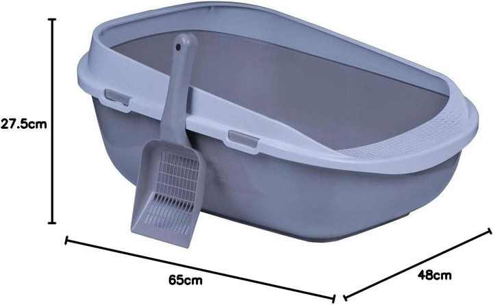 Katzentoilette XXL Jumbo Schale 65 cm graubeige inkl. Schaufel, graubeige