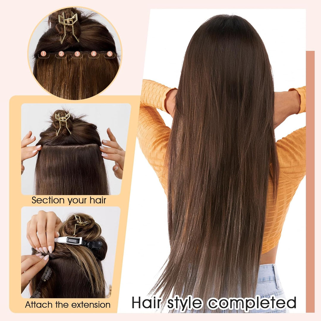 S-noilite Clip In Extensions Echthaar Schwarz Real human hair 1 pieces 5 clips Haarverlängerungen au