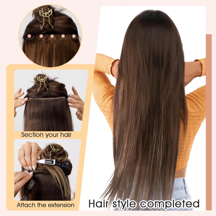 S-noilite Clip In Extensions Echthaar Schwarz Real human hair 1 pieces 5 clips Haarverlängerungen au