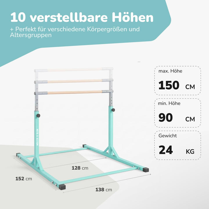 Müller & Blum Premium Turnreck für Kinder, höhenverstellbares Turngerät für Indoor & Outdoor, Turnst