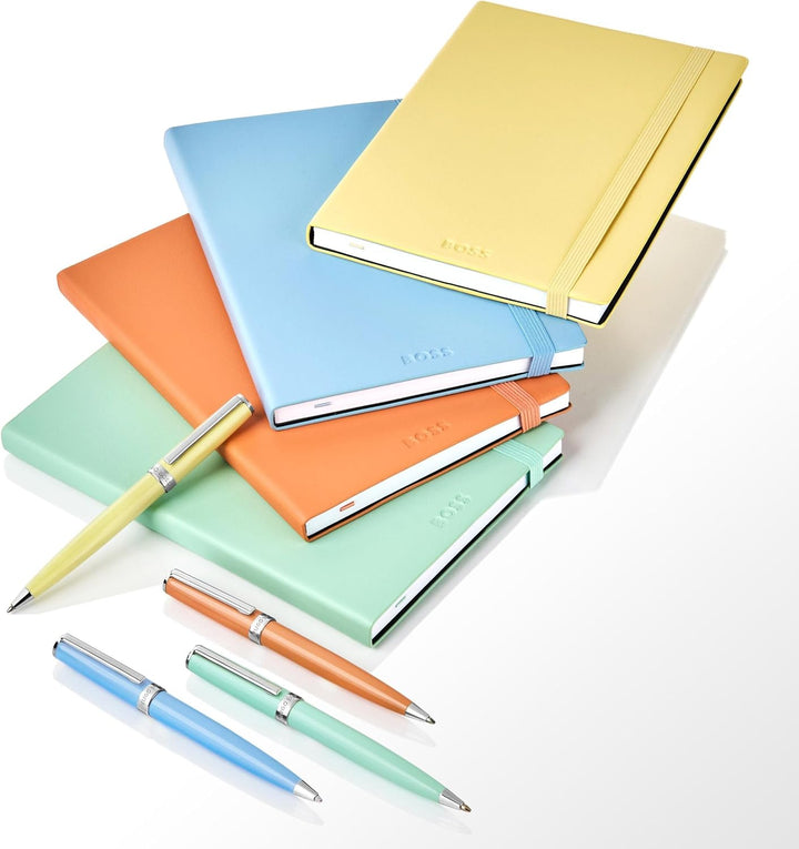 Hugo Boss Gear Icon Kugelschreiber aus Messing mit Chrome Beschichtung in der Farbe Yellow, Masse: 1
