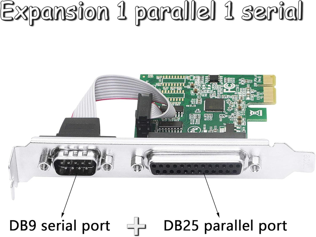 CERRXIAN PCIe auf RS232 Combo Seriell Parallel Erweiterungskarte DB9 Seriell+DB25 Parallel zu PCI-E