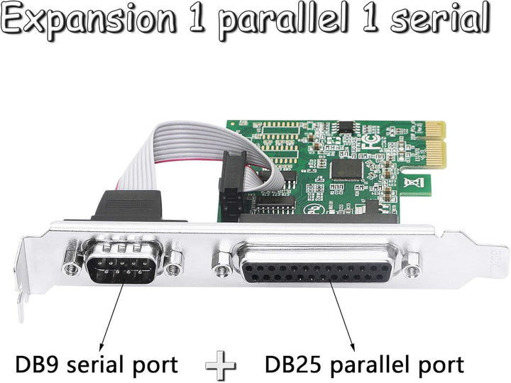 CERRXIAN PCIe auf RS232 Combo Seriell Parallel Erweiterungskarte DB9 Seriell+DB25 Parallel zu PCI-E