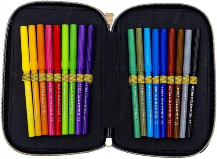 Goldkids - Federmäppchen 3 Fächer - Mäppchen für Mädchen - Federmappe 3-Fach Federtasche Gefüllte Sc