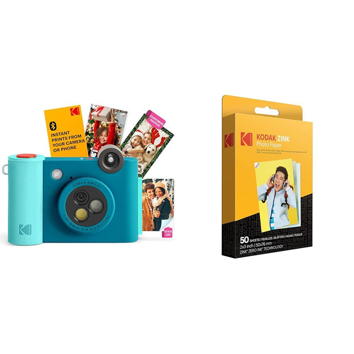 KODAK Smile+ 2-in-1-Digitalkamera für Sofortdruck und kabelloser Bluetooth-Fotodrucker + KODAK 2 x 3