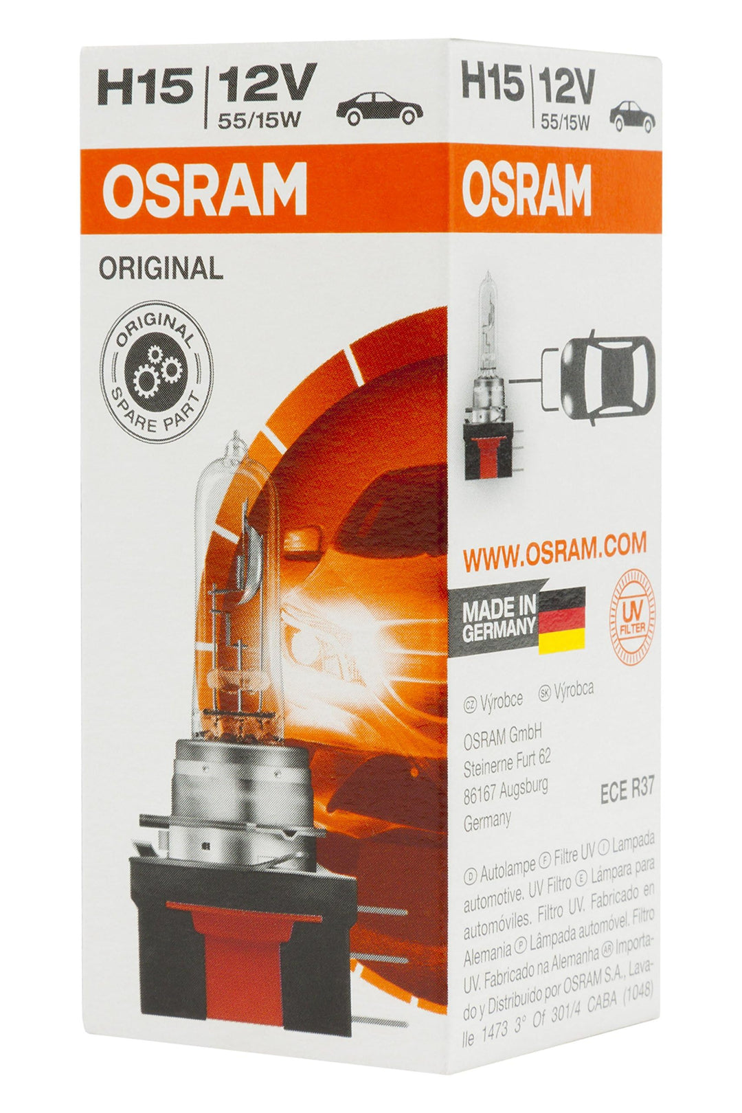 Osram ORIGINAL H15, 64176, 12V, 1er Faltschachtel, Weiss (Weiss)