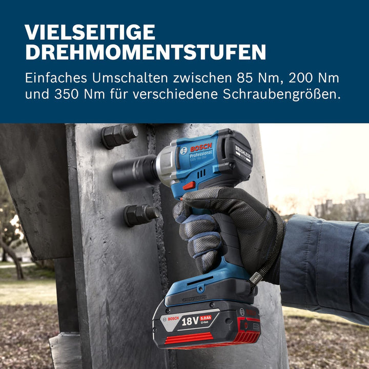 Bosch Professional 18V System Akku-Drehschlagschrauber GDS 18V-350 (Set mit 2x 4.0 Ah Akku + GAL 184